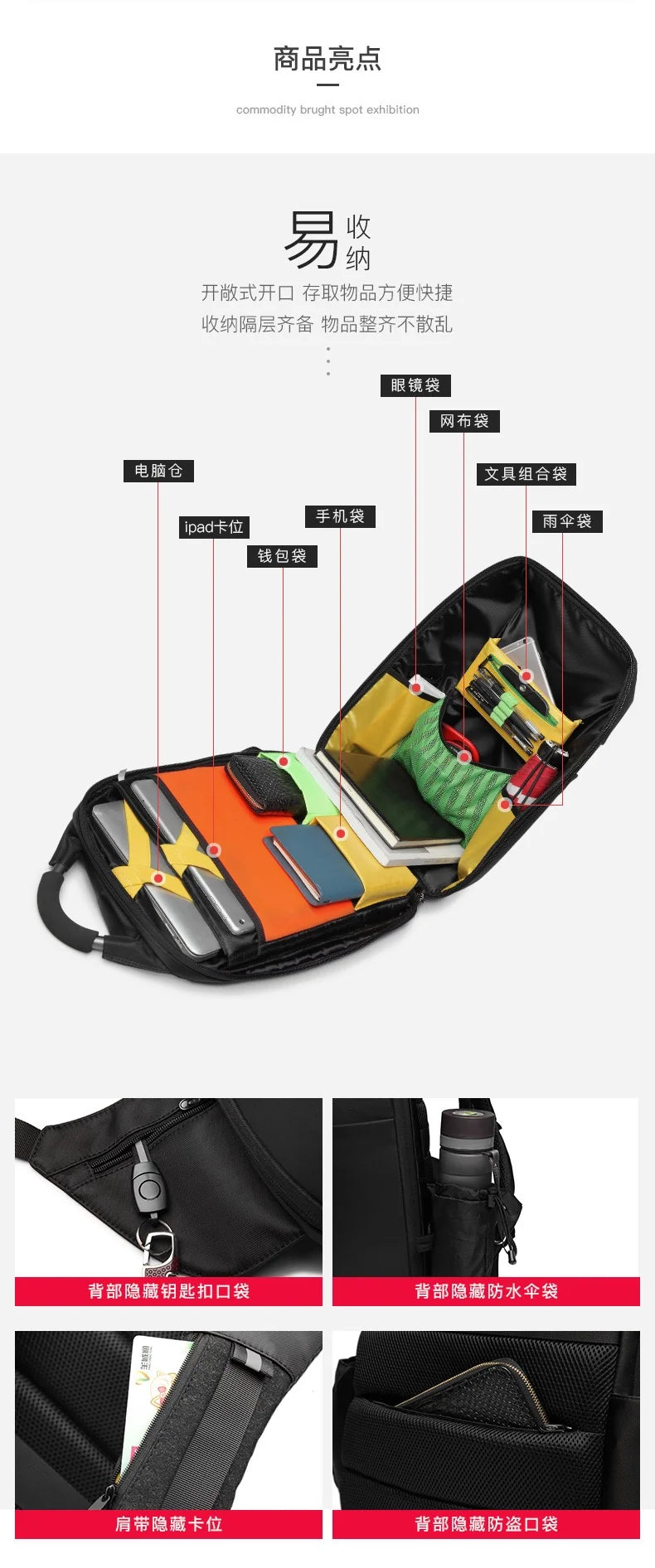 Biaowang Premium Onyx Pro Anti-Theft Backpack